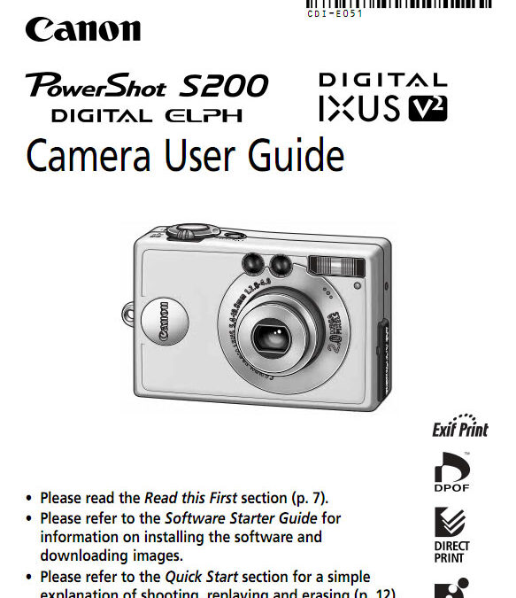 PowerShot S200 Digital Elph Manual