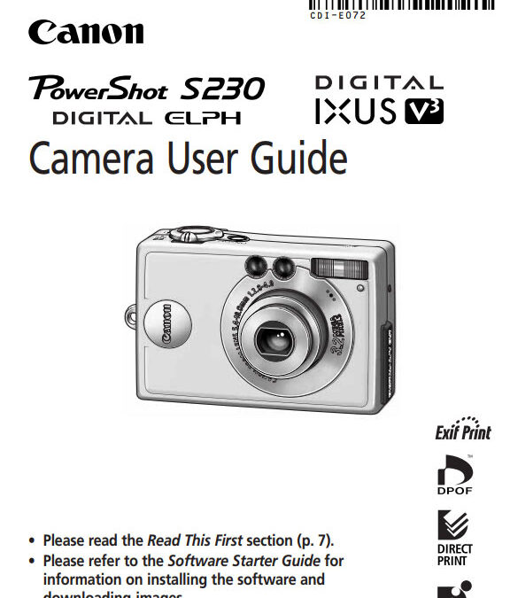 PowerShot S230 Digital Elph Manual