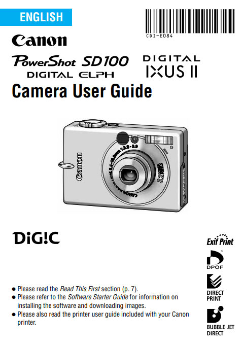 PowerShot SD100 Digital Elph Manual