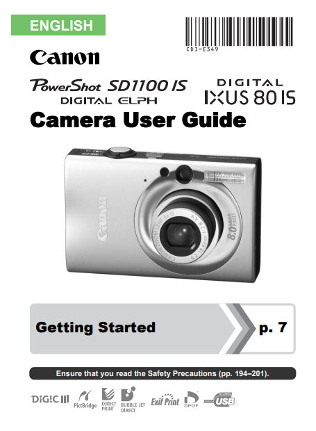 Canon PowerShot SD 1200 IS Manual
