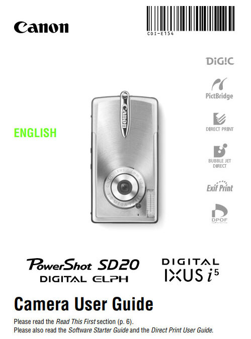 PowerShot SD20 Digital Elph Manual