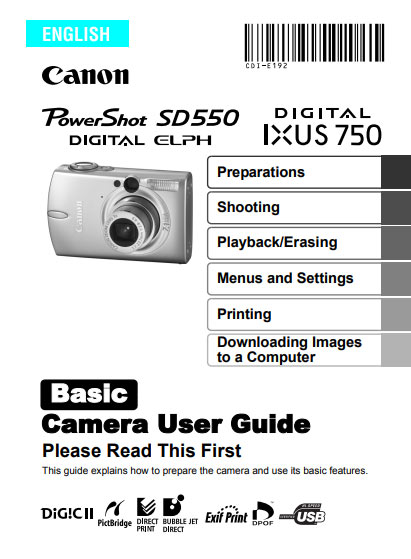PowerShot SD550 Digital Elph Manual