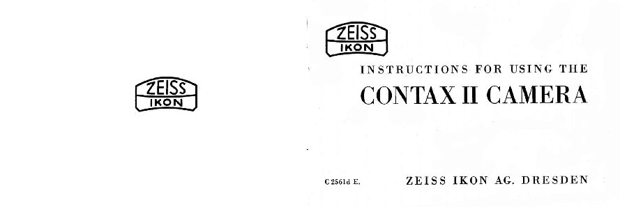Zeiss Ikon Contax II User Manual