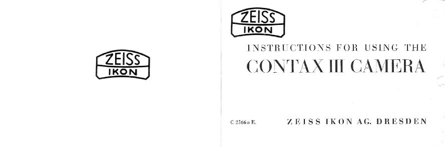 Zeiss Ikon Contax III User Manual