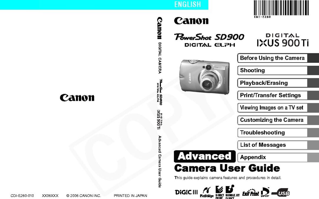 PowerShot SD900 Advanced User Manual