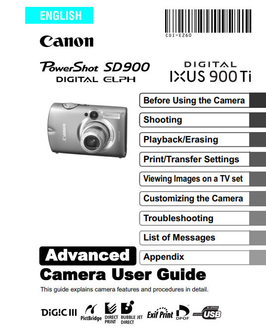 PowerShot SD900 Advanced User Manual