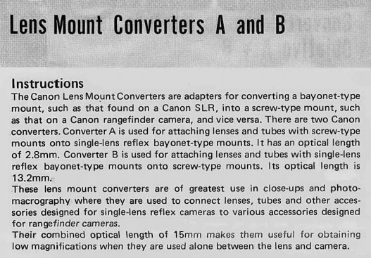 Canon Lens Mount Converters A and B