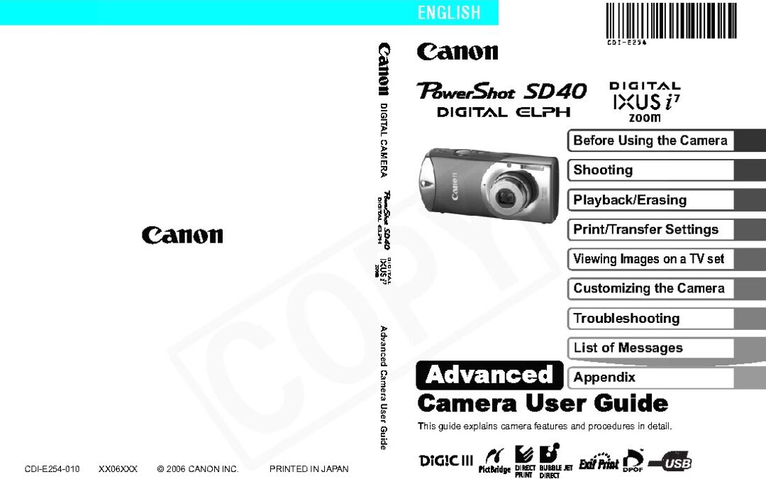PowerShot SD40 User Manual Advanced
