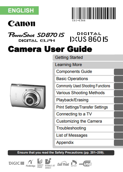 PowerShot SD870 IS User Manual