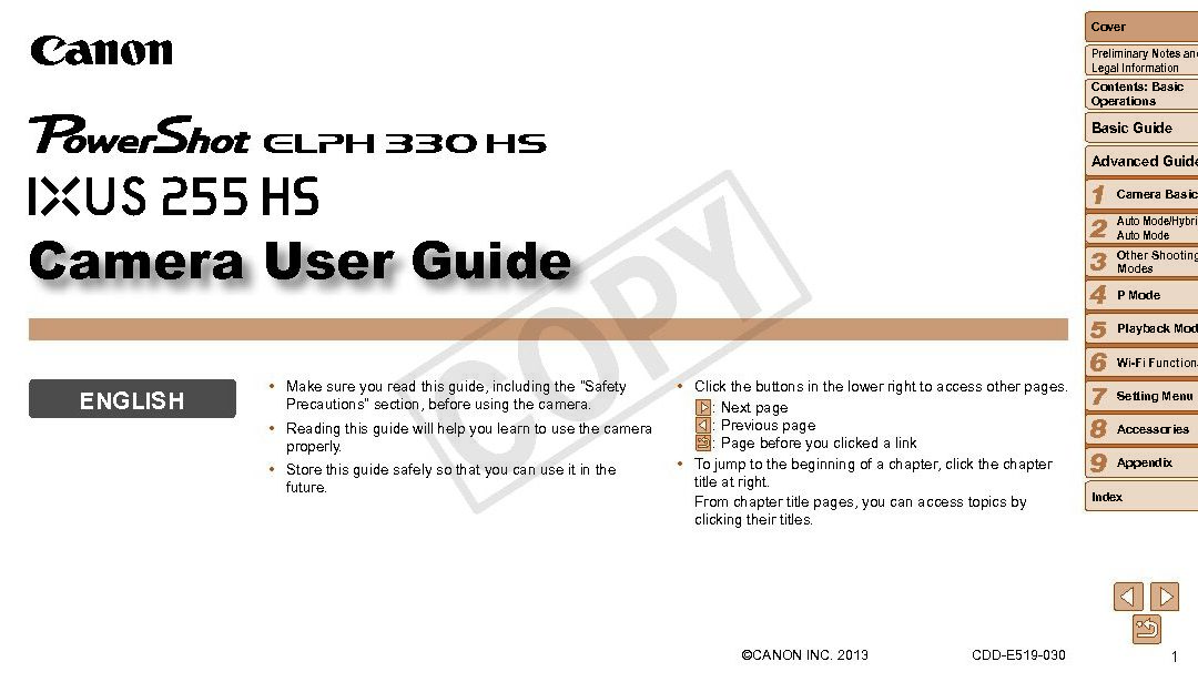 Elph 330 HS (Ixus 255 HS) Manual