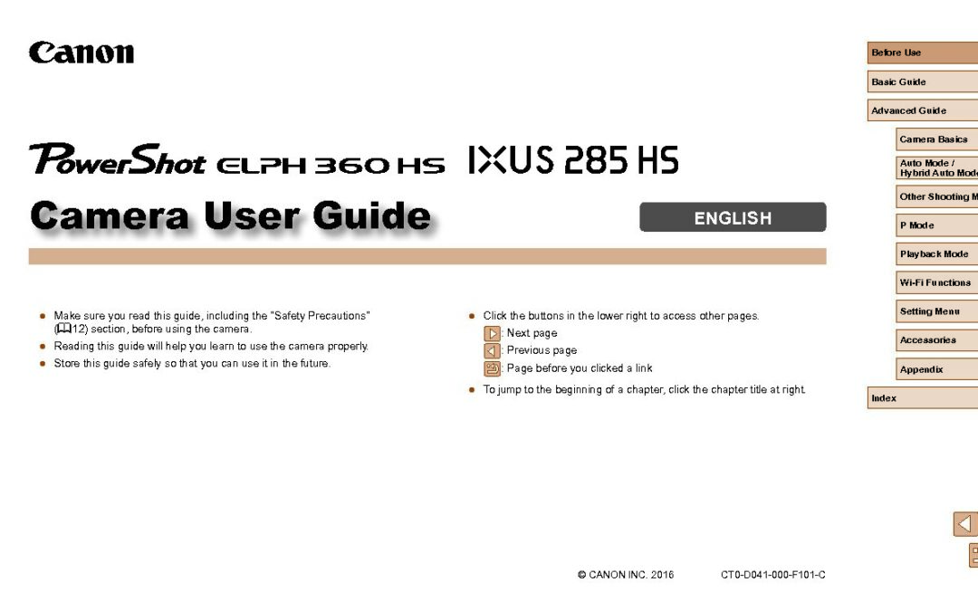 Elph 360 HS (IXUS 285 HS) Manual