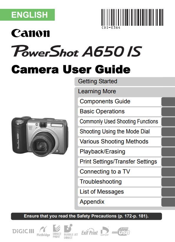 PowerShot A650 User Guide