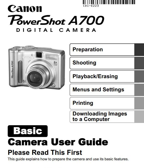 PowerShot A700 Basic Manual