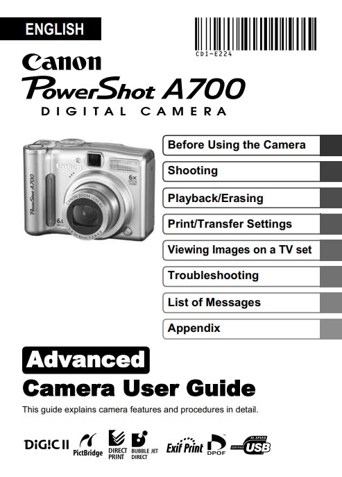 PowerShot A700 Advanced Manual