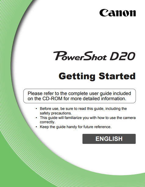 PowerShot D20 Getting Started