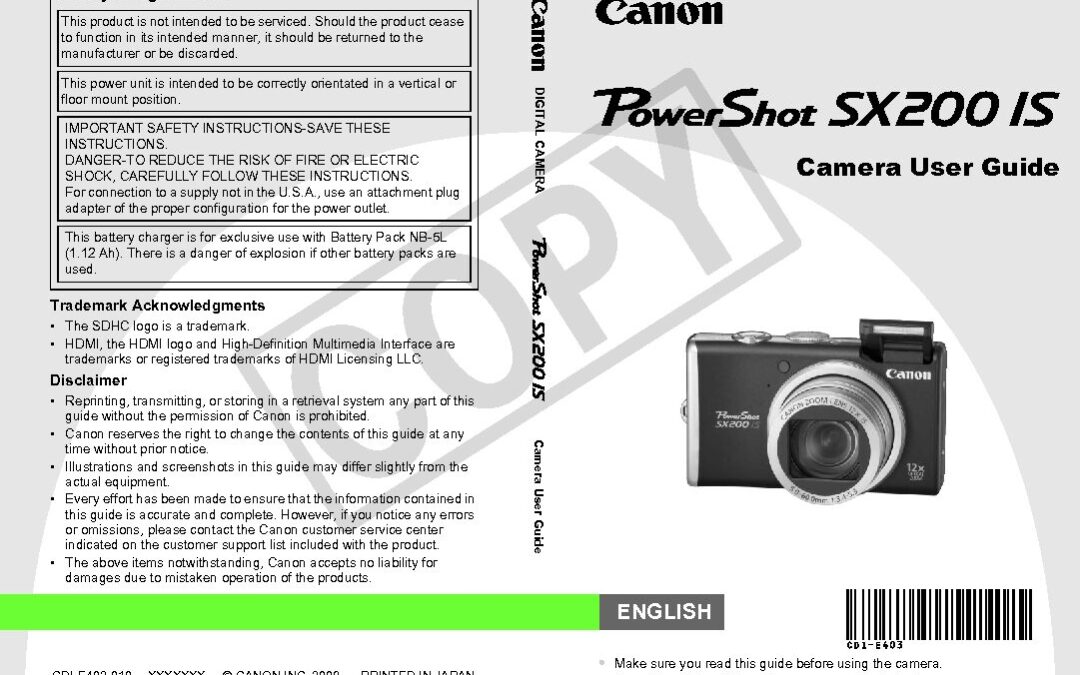 PowerShot SX200 IS Manual
