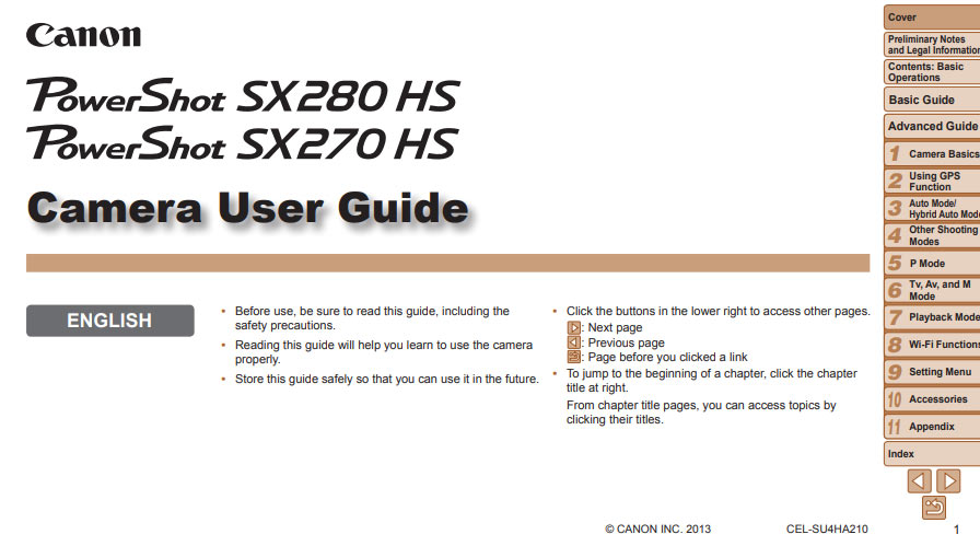 PowerShot SX270 SX280 HS Guide