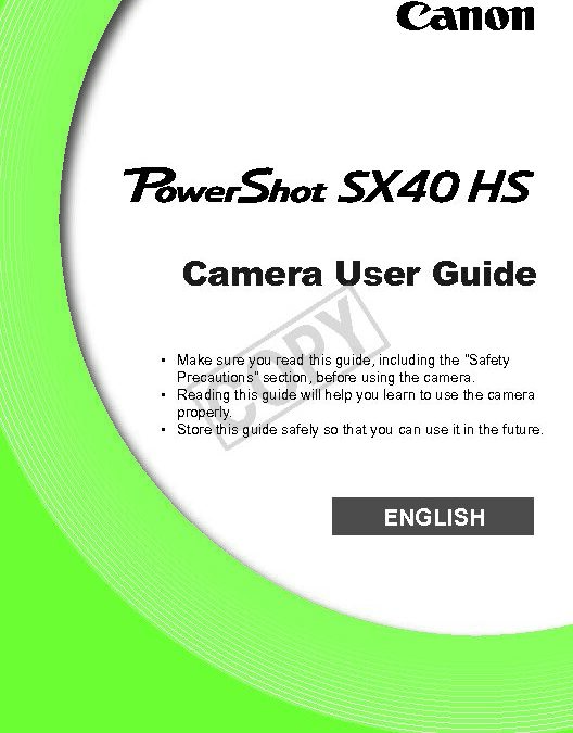 PowerShot SX40 HS Manual