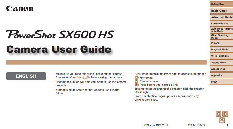 PowerShot SX600 HS Manual