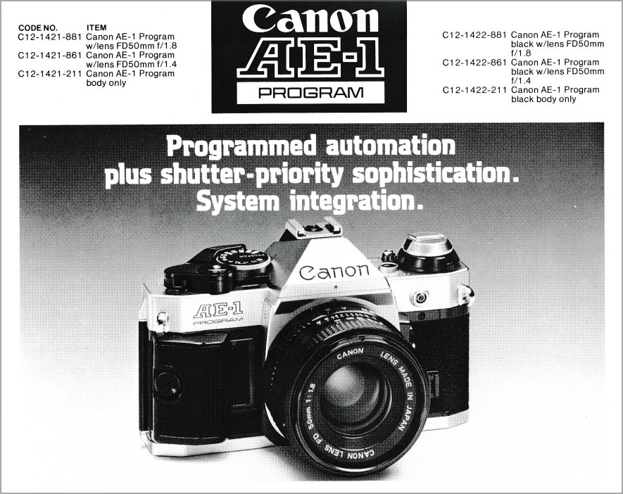 Canon AE-1 Program Dealers' Notes