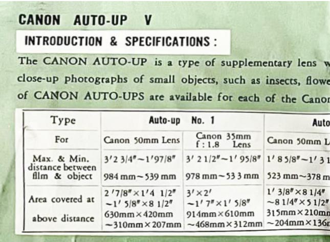 Canon Auto-Up V Instructions