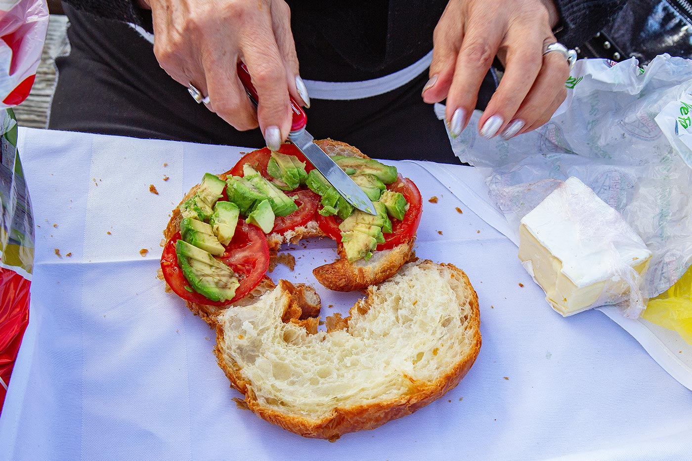 Susan-at-Lunch-Sandwich Driving in Germany