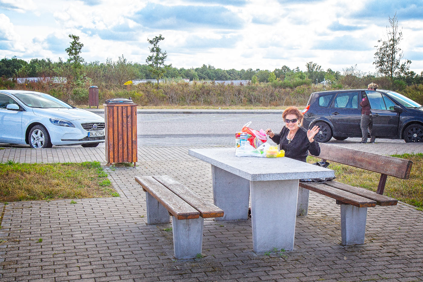 Susan-at-Lunch Driving in Germany